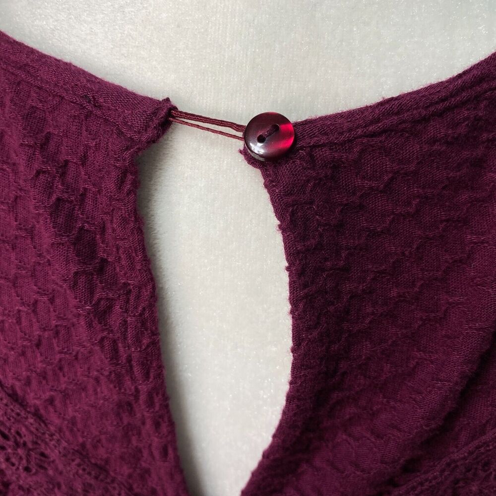 J.Crew Womens Sz Small Round Neck Ruffle Trim Honeycomb Top Long Sleeve - Picture 4 of 5